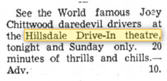 Hillsdale Drive-In Theatre - Chitwood Show 10 Sep 1966